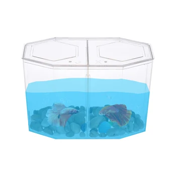 

Hot Desktop Mini Fish Tank Aquarium Small Fish Tank Aquarium Betta Box Breeder House with Divider Transparent Fish Pet Accessori
