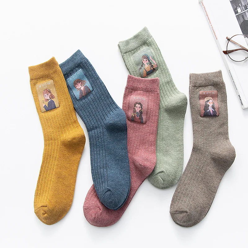 Зимние и осенние плотные теплые модные зимние милые шерстяные новые носки женские кавайные носки женские забавные плотные теплые шерстяные носки