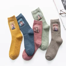 Зимние и осенние плотные теплые модные зимние милые шерстяные новые носки женские кавайные носки женские забавные плотные теплые шерстяные носки