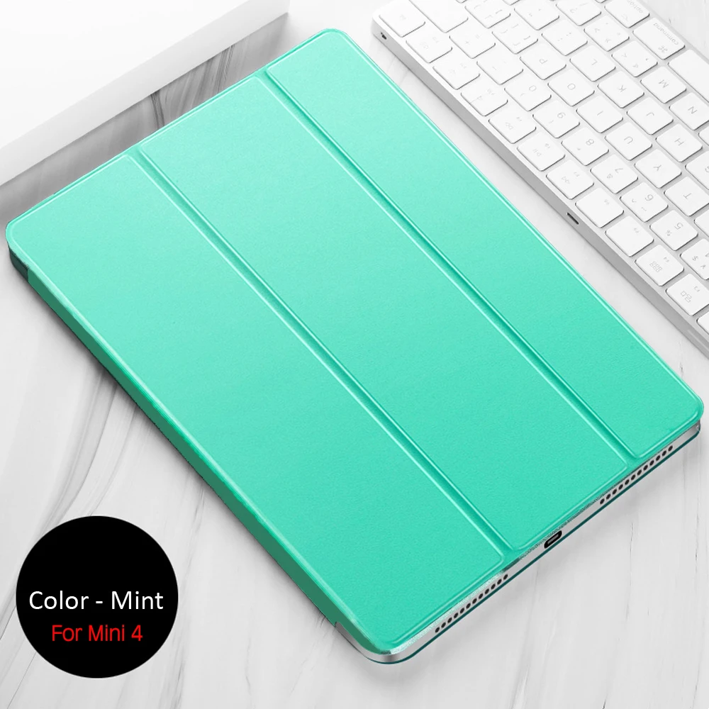 Mint-Mini 4 QIJUN для iPad mini 1 2 3, 4, 5, 7,9 дюймов, чехол, смарт-чехол из искусственной кожи, с подставкой, для iPad mini 1/2/3 mini5, с функцией автоматического сна - Цвет: Mint-Mini 4