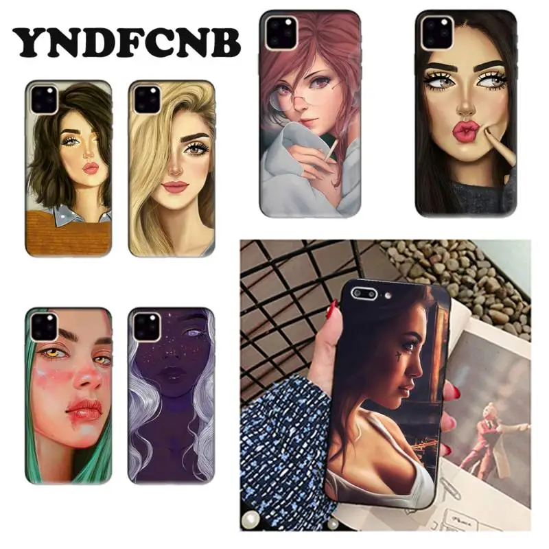 YNDFCNB черно коричневые волосы милая девушка сделай сам чехол для телефона iPhone 8 7 6 6S