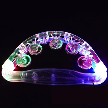 

Plastic Party Tambourine Luminous Toy Wedding Bell Flashing Light Up Kids Bar Eco Friendly Children Led Hand Rattle