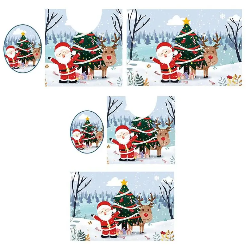 

Christmas Santa Clause Waterproof Bathroom Anti-skid Toilet Floor Sticker diy home Xmas Decoration Christmas Floor Stickers