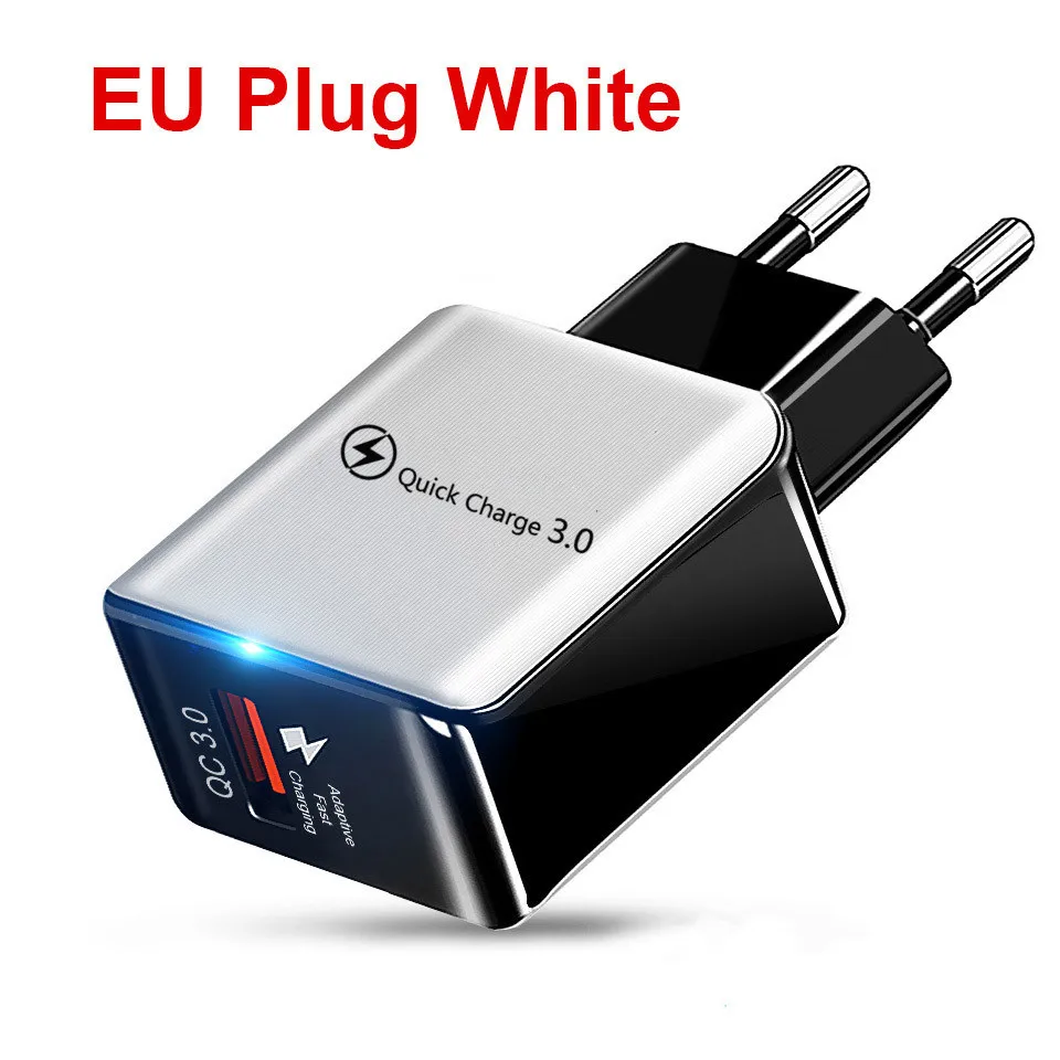EU White Charger 18 Вт Быстрая зарядка 3,0 Быстрая зарядка для мобильных телефонов EU вилка настенное USB зарядное устройство адаптер для iPhone 11 Pro XR XS Max samsung Redmi huawei - Тип штекера: EU White Charger
