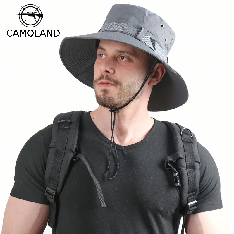 

CAMOLAND Summer Women UV Protection Sun Hats Wide Brim Hiking Fishing Hat For Men Outdoor Bucket Hat Panama Beach Caps