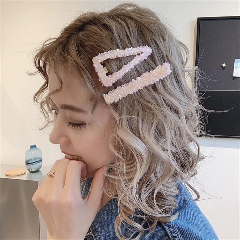 2 шт./компл. Корея Блестящий с украшением в виде кристаллов шпильки со стразами геометрический прямоугольник в виде капли воды, подражание жемчужина Заколки для волос аксессуары