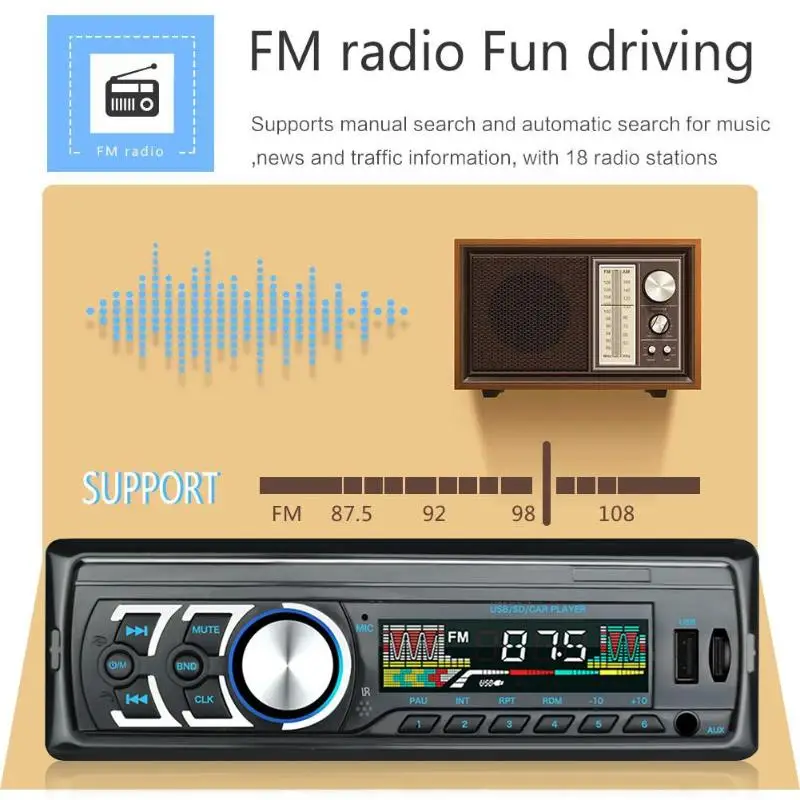RM-JQ1781C 1Din универсальный автомобильный fm-радио In-Dash стерео аудио USB Bluetooth Hands-free головное устройство MP3 музыкальный плеер новое поступление