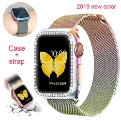 Миланский ремешок для наручных часов Apple Watch 38 мм, 42 мм, iwatch, версия 5/4/3/2/1 корпус из нержавеющей стали + ремень для 5 серии 40 мм 44 аксессуары