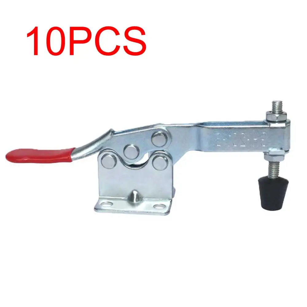 10pcs Toggle Clamps 201 Quick Release Hand Tool Antislip Red Horizontal Clamp 