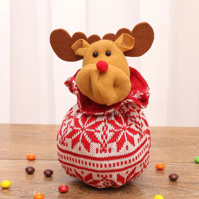 Christmas Kids Candy Bags Cotton Santa Claus Snowmen Pattern Christmas Gift Bag Children Bag Drawstring Container Organizer Case