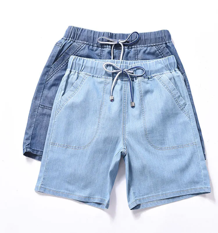 Women Plus Size Bermuda Shorts Elastic High Waist Breeches Capri Summer Knee-Length Wide Leg Loose Short Jeans Female Women Plus Size Bermuda Shorts Elastic High Waist Breeches Capri Summer Knee-Length Wide Leg Loose Short Jeans Female