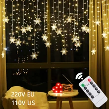 4M Christmas Light Led Snowflake Curtain Icicle Fairy String Lights Outdoor Garland For Home Party Garden New Year Decoration