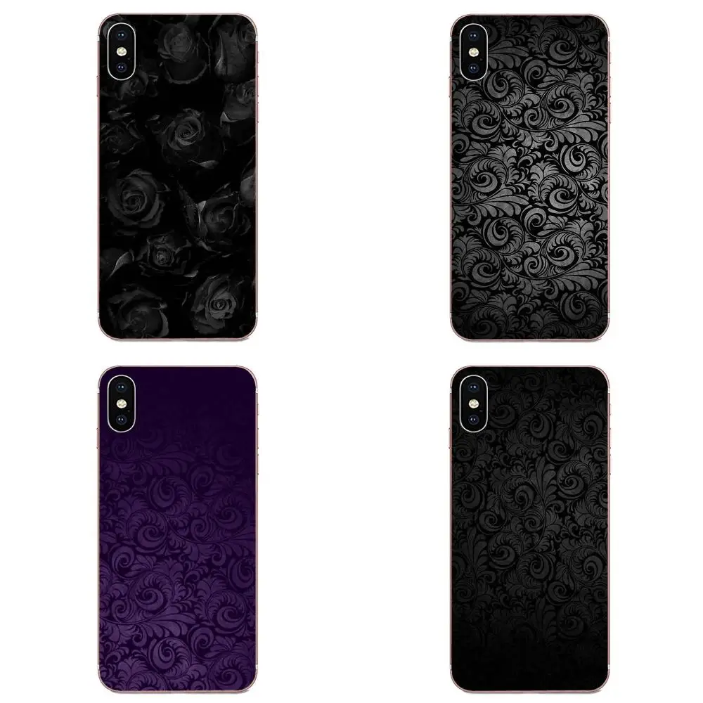 For LG K50 Q6 Q7 Q8 Q60 X Power 2 3 Nexus 5 5X V10 V20 V30 V40 Q Stylus Soft TPU Fashion Case Cover Dark Flower Texture Pattern | Мобильные