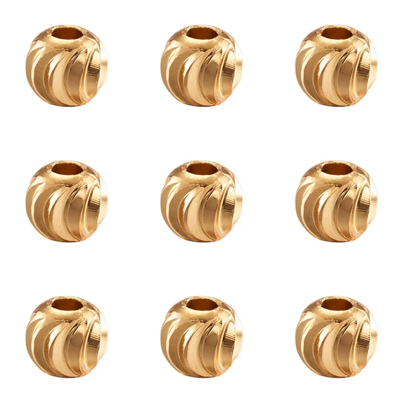 

200pcs 3mm 4mm 5mm 6mm Brass Beads Loose Spacer Beads Charm Beads Round Real 18K Gold Plated for Jewelry Making DIY Supplies
