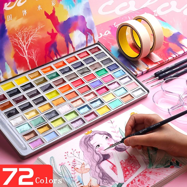 48 Colors Watercolor Paint Set Solid Water Color Metal Box Oil Painting  ,travel Watercolor Kit For Adults, Artists, And Students - Oil Paints -  AliExpress