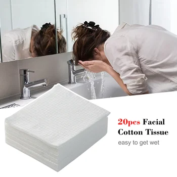 

20pcs Facial Cotton Tissue Disposable Soft Cotton Pads Dry & Wet Use Cleansing Cotton Wipe for Facial Cleansing