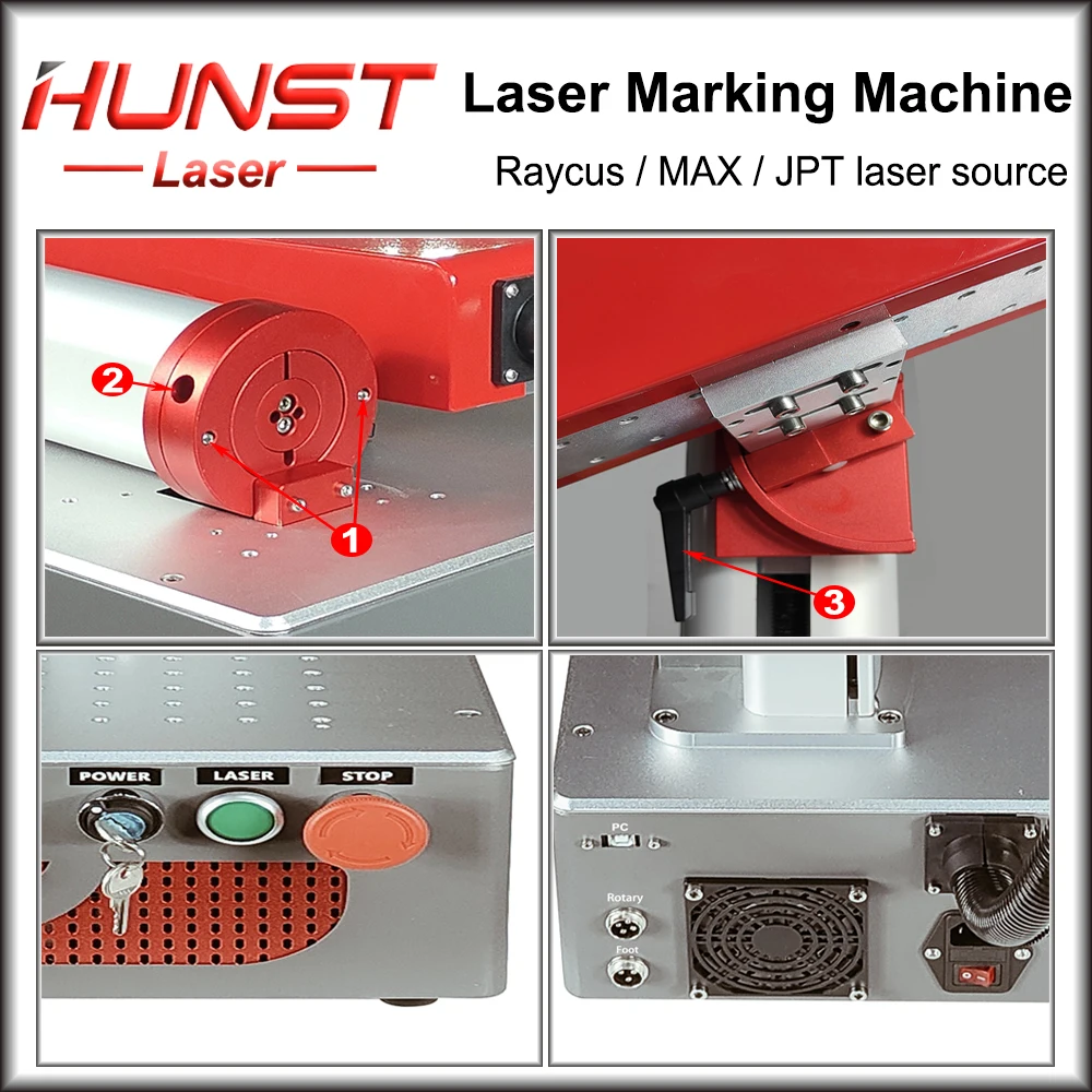 Hunst Metal Laser Marking Machine with JPT Raycus Max Source 20W 30W Foldable Mini Fiber Laser Engraver for DIY Marking Gift