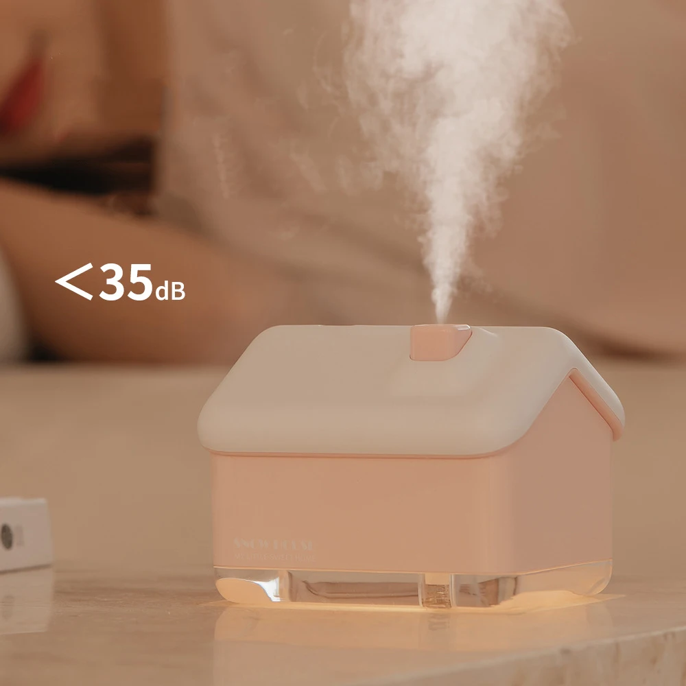 300ML USB Air Humidifier Desktop Purifier Snow House Diffuser Aromatherapy Mist Maker With Lamp Lights For Christmas Home Office 4