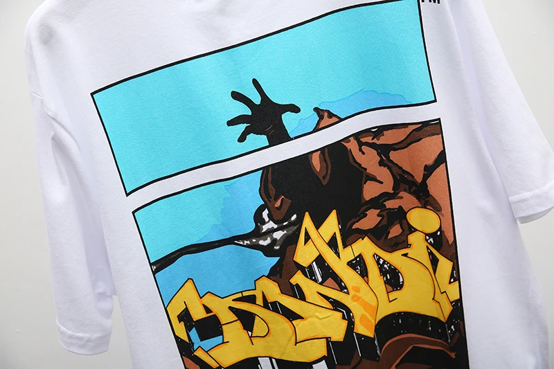 1/5 мультфильм Comic Devil's hand 19ss Off-White OW мужские/женские модные модели для влюбленных хлопковая Повседневная футболка с коротким рукавом и круглым вырезом