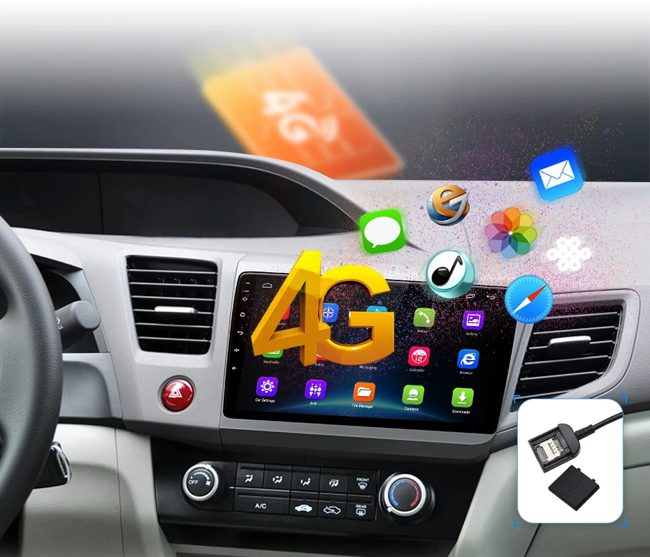 Junsun V1 pro 4G+ 64G CarPlay Android 9,0 DSP для Honda Civic 2012 2013- автомобильный Радио Мультимедиа Видео плеер навигация gps