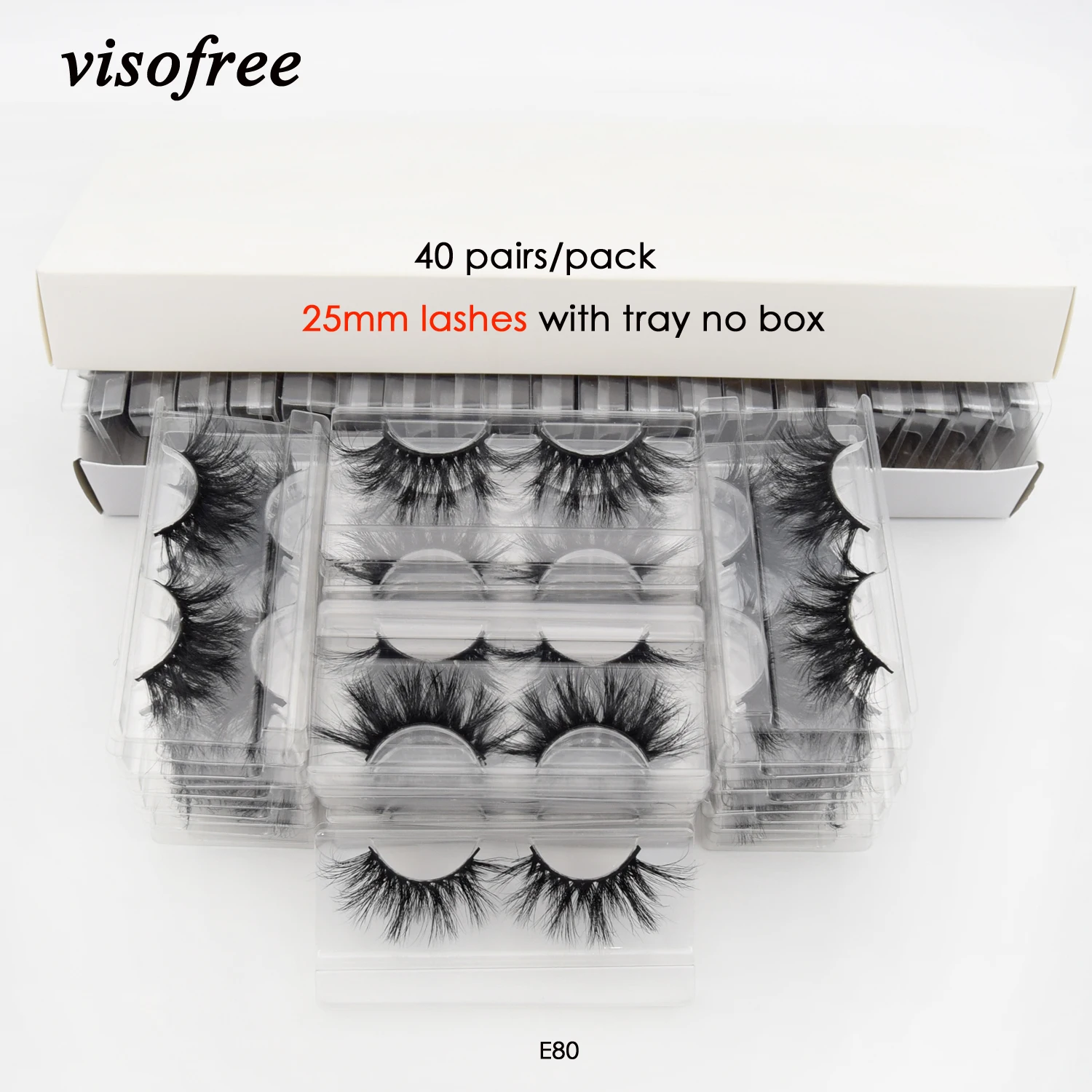 Visofree 40 пар/упак. 3D норковые ресницы с лотком без коробки 25 мм полная полоса