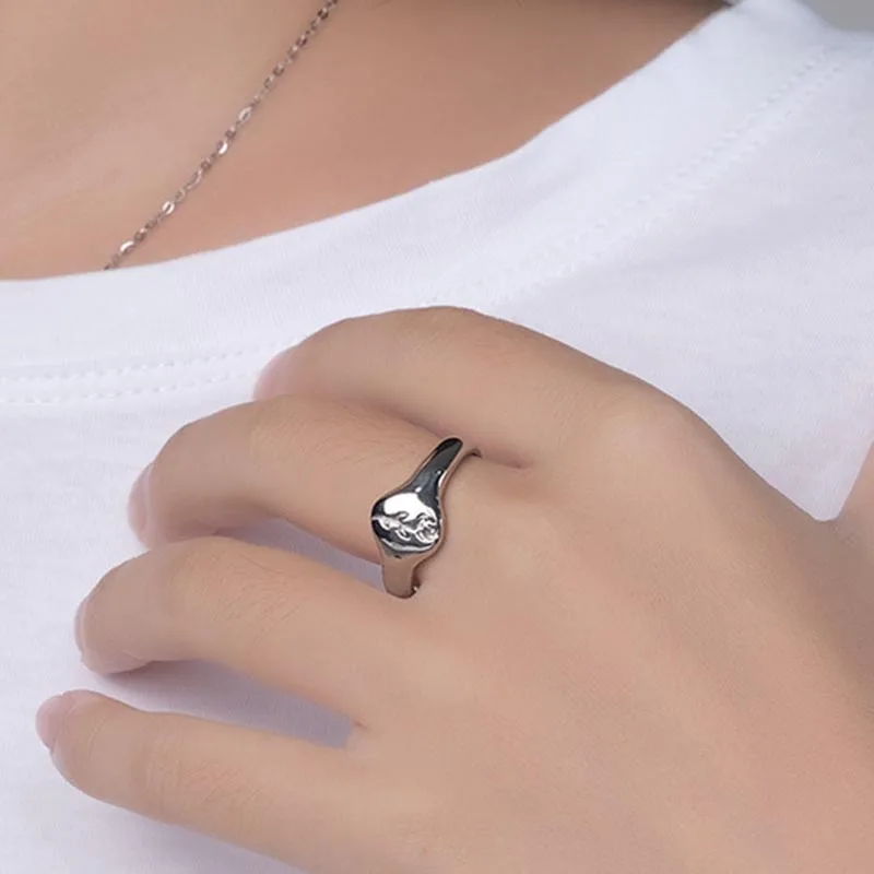 Romantic Wedding Jewelry for Women Stainless Steel Flower Rings PVD Gold Plated Rose Signet Waterproof