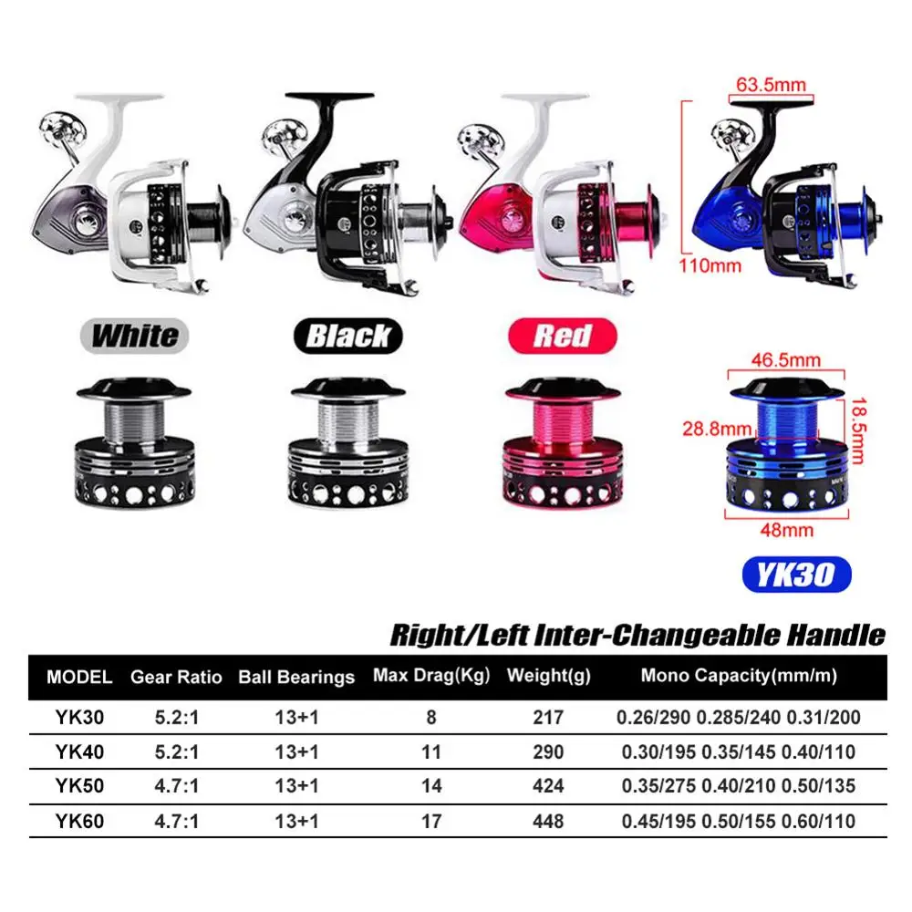 

Fly Fishing Reel Spinning Fishing Tools 5.2:1 Gear Ratio 13+1 BB Left Right YK30 Only