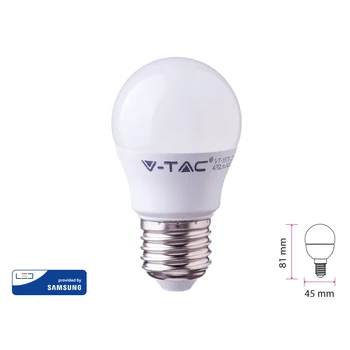 

V-TAC LC2777C Led lamp E27 G45 7W warm white ball shape bulb ball with Smd Samsung SKU-866