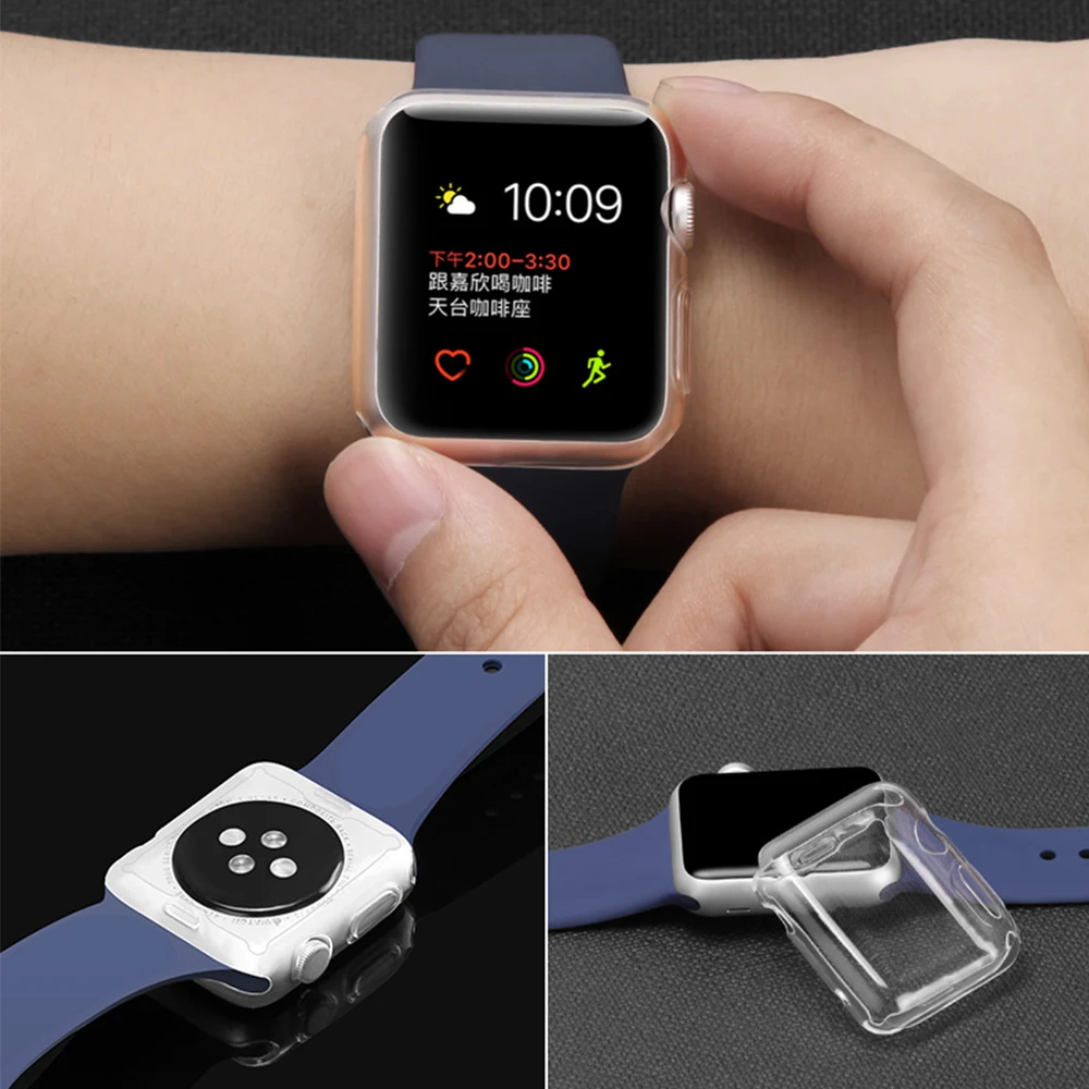 Чехол для apple watch 5 4 band 44 мм 40 мм apple watch cover iwatch band 42 мм 40 мм Силиконовая защита для экрана чехол мягкий все вокруг 3
