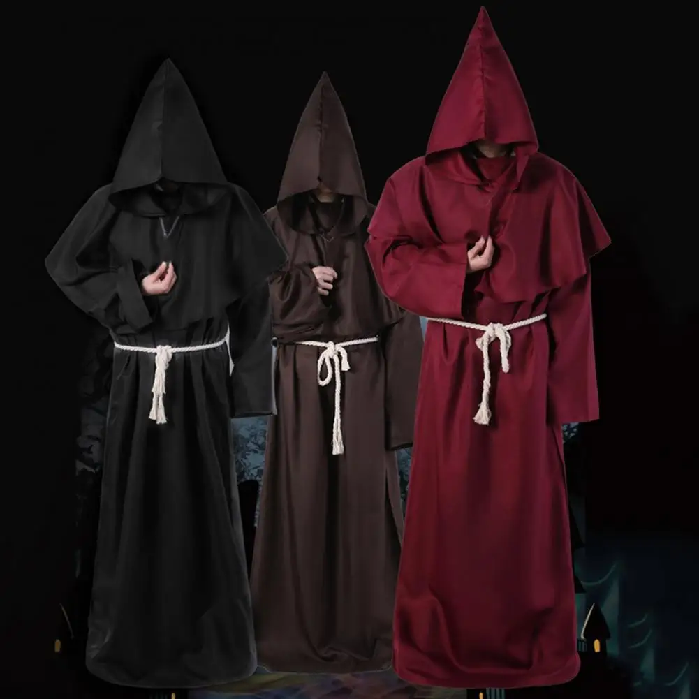 Costumes d'Halloween pour Hommes, Robe de Moine Médiéval, Cosplay de  Magicien, Costume de Prêtre, Vêtements de Prairie, Mode Rétro Chrétienne  trempée - AliExpress