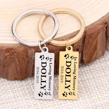 

In Long Memory of someone Keychain Date Private Customized Pets Jewelry 3 Color Choose Men Women Souvenri dog lover 1 pcs
