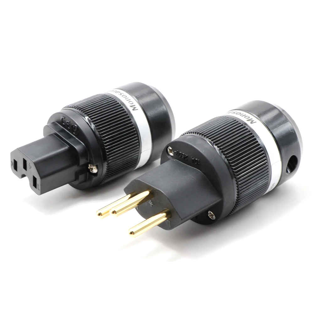 Пара Monosaudio позолоченный Швейцарский MS150G разъем питания, F100G IEC гнездовой разъем