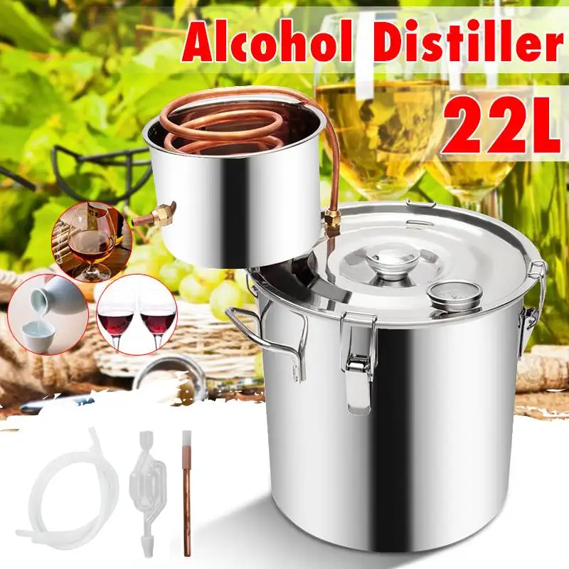 

Efficient 22L Distiller Moonshine Alcohol Stainless Copper DIY Home Water Wine Essential Oil Brewing Kit