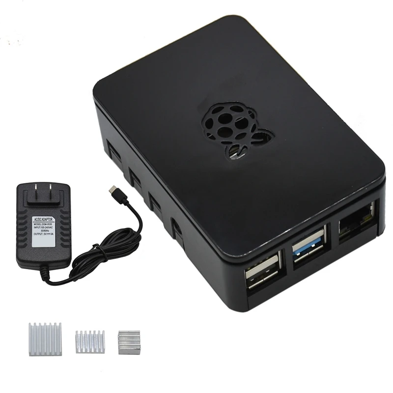 Для Raspberry Pi 4 Модель B ABS чехол 4G Оперативная память комплект с черной радиатора 5V 3A Мощность адаптер для Raspberry PI 4B