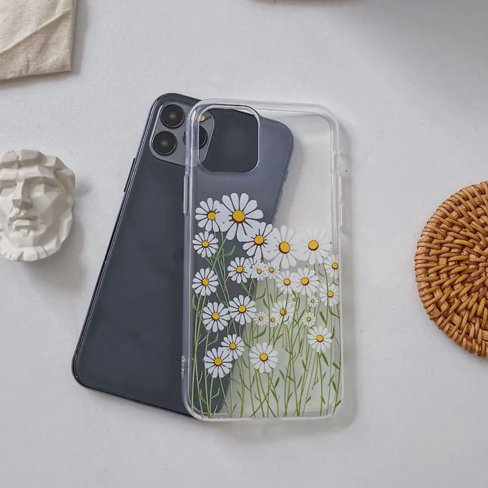 

Flower Floral Phone Case For iPhone 11 11Pro Max Soft Silicone Transparent Case For iPhone 8 7 Plus X XR XS Max Back Cover