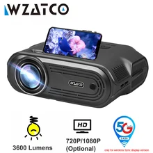 WZATCO E80 5G Wifi Sync display mini LED Projector Android Portable Proyector Home Theater Smart Phone Beamer 1080P Optional