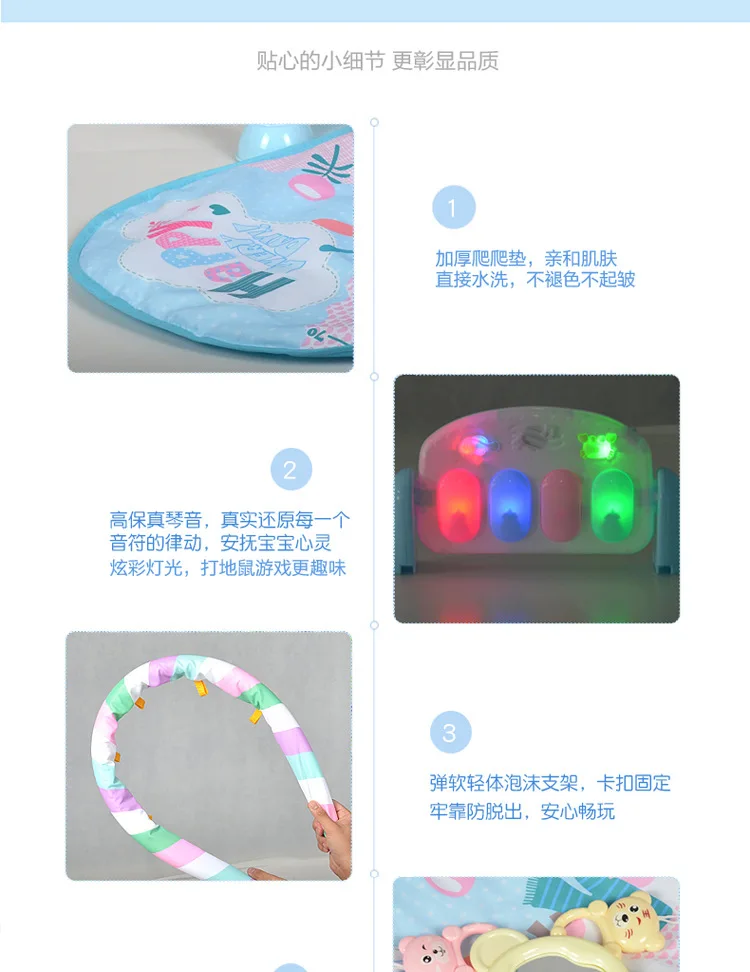 Zhi en bao новые продукты для детей, новый детский коврик для игры на пианино, гимнастический коврик со звуком и светильник, упаковка от