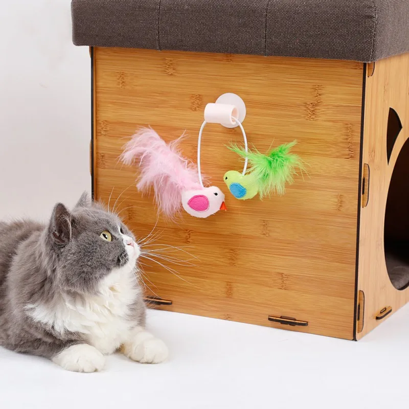 Pet Catnip колокольчики игрушки птицы игрушки из перьев для кошек котенок интерактивный оконные игрушки