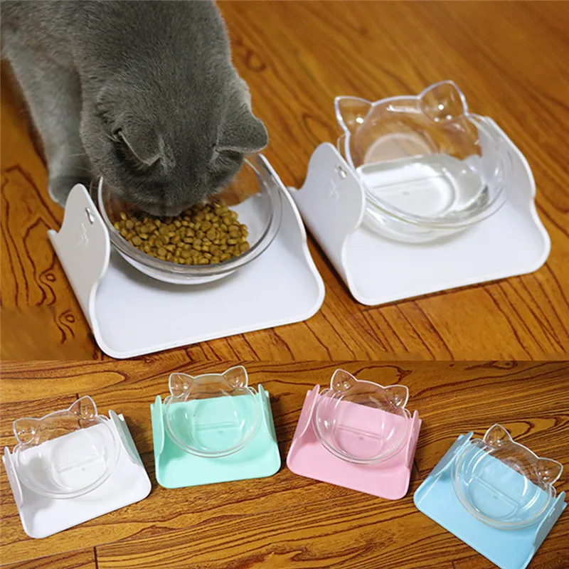 Pet Dog Water Bottle Pet adjustable Bowl Protect Spine Drinking Transparent non-slip Food Bowls Honden Drinkfles@C