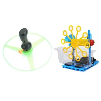 

Light-Up Spinning Top Flashing Flying Saucer LED Plastic Kids UFO Spin Toy with DIY Bubble Blister Robot Machine Kit