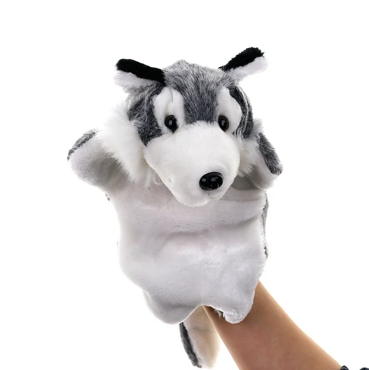 gray 1pcs Новинка, плюшевая детская игрушка, ручная кукла, волк, животное, кукла, игрушка для раннего образования, Детские истории, сценические игрушки, 1 шт - Цвет: gray 1pcs