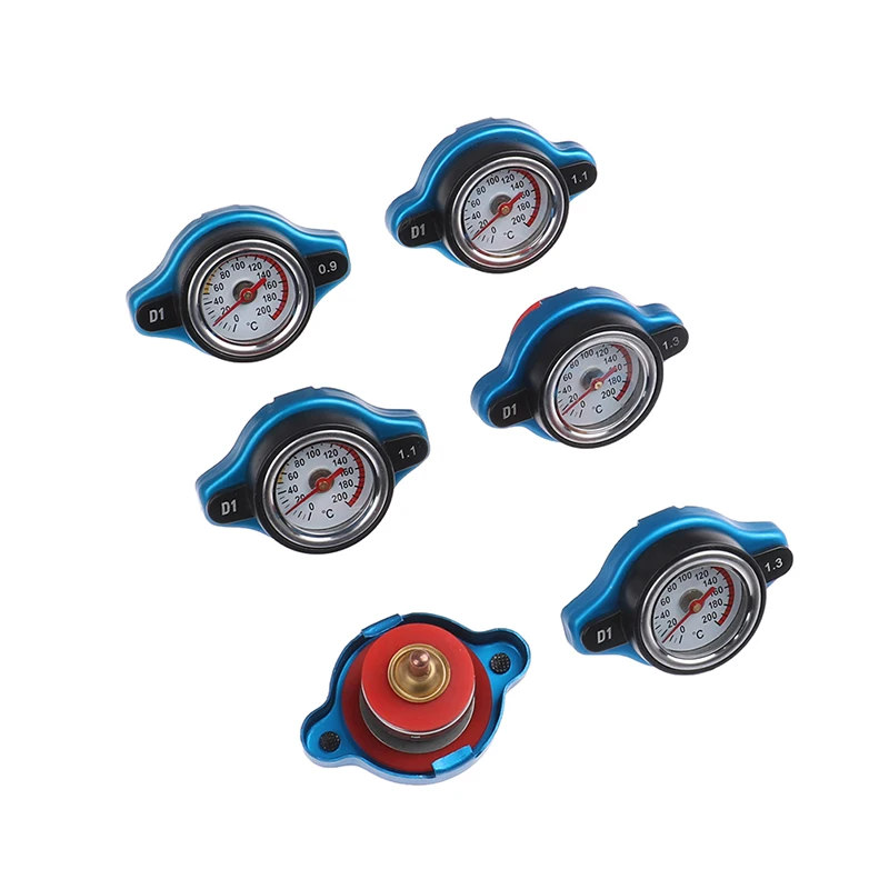 New Car Motorcycle D1 Spec Thermo Radiator Cap Tank Cover Water Temperature Gauge Utility Safe 0.9 Bar/ 1.1 Bar/1.3 Bar For Car