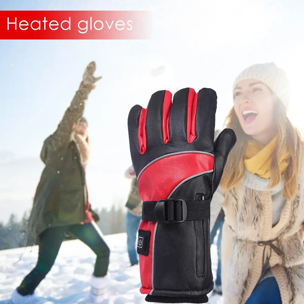 Reflective Strip Design Heating Gloves Winter Electric Heating Gloves 2A Charging Free Disassembly Battery Gloves Charging Port