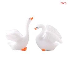 2 шт./компл. красивый белый лебедь смолы фигурка дома творческие ремесла миниатюрный Садоводство пейзаж DIY Украшение