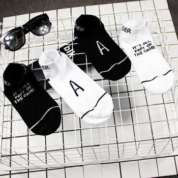 

Letter Sock Mens Short Adult Thin Men's Socks Striped High Quality Simple Cotton Lovers Spring Unisex Trendy Fashion Calcetines