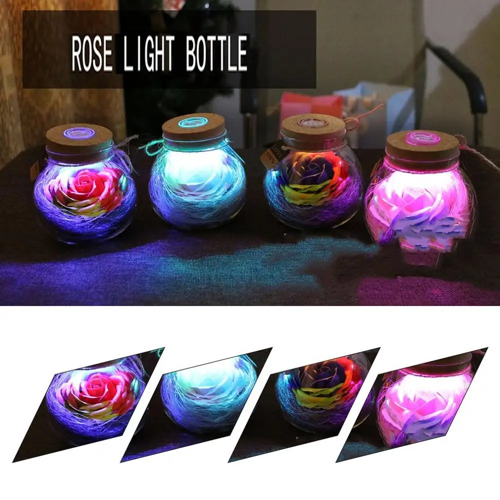 4 цвета/светодиодный атмосферный ночник светящаяся Романтика Rgb лампа с диммером Роза бутылка