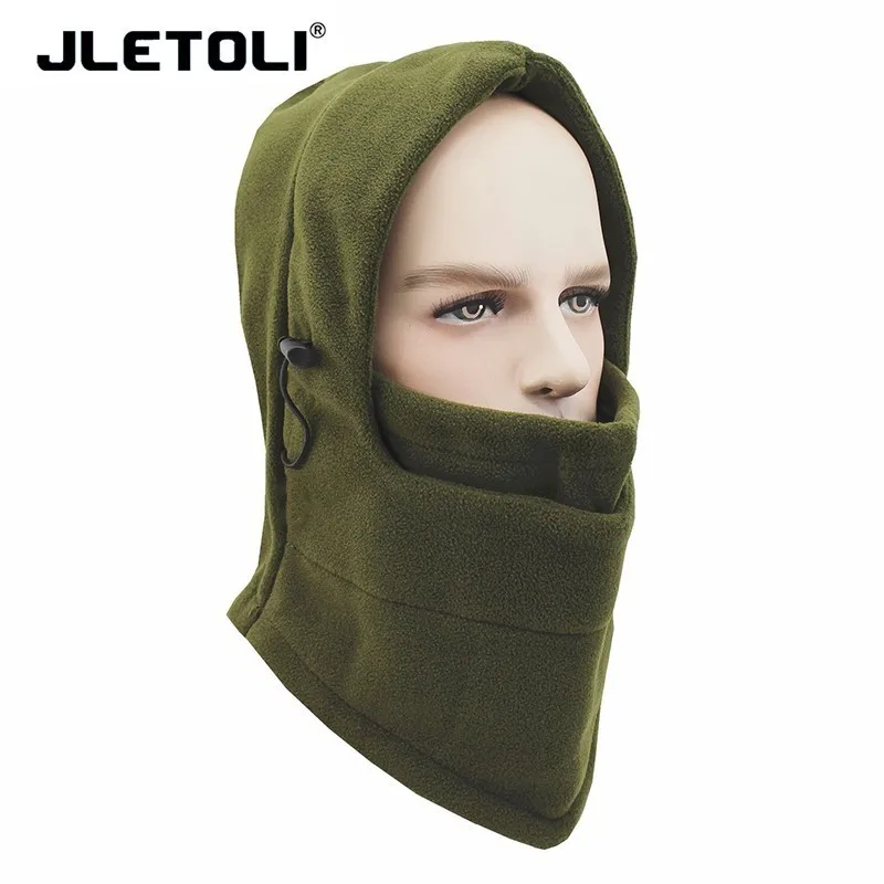 green JLETOLI Открытый Осень Зима ветрозащитный флис теплый Facemask лыжный головной убор с капюшоном шапка Велоспорт езда обучение маска - Цвет: green