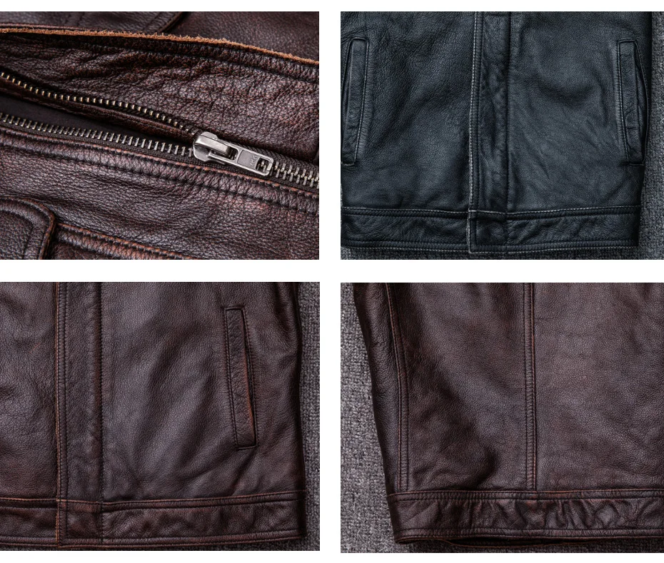 CARANFIER/брендовая винтажная кожаная куртка для мужчин из воловьей кожи, красные, коричневые, черные Куртки из натуральной кожи, мужское кожаное пальто, осень M174