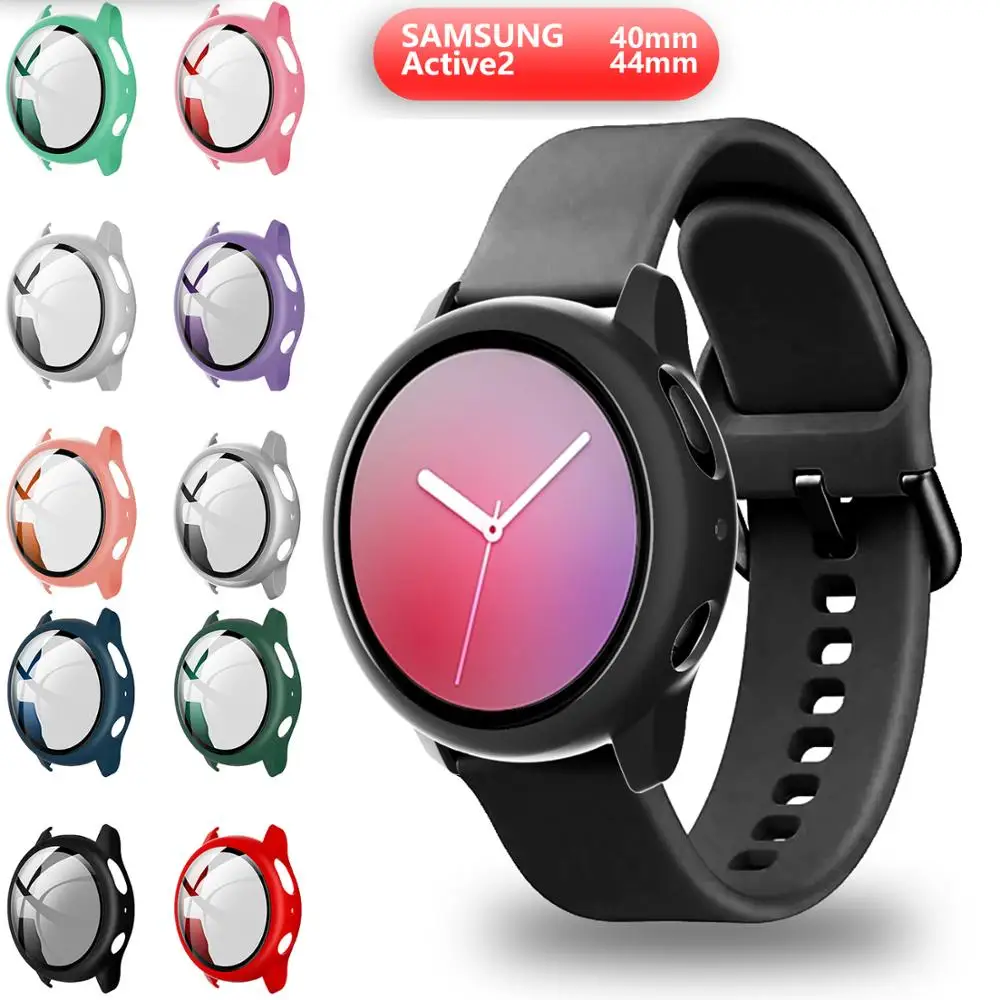 Новый чехол для Samsung galaxy watch active 2 44 мм 40 пластиковый бампер жесткий с стеклянной