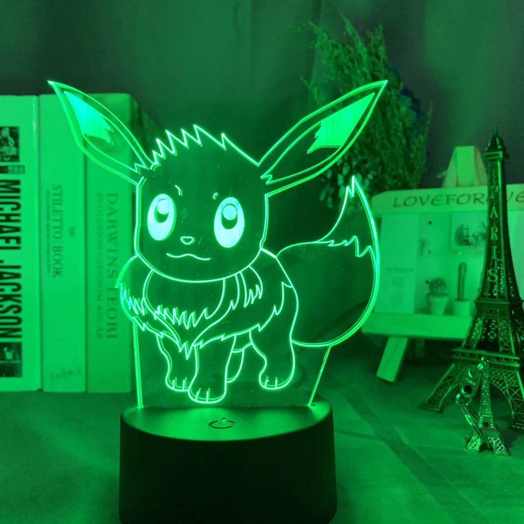 3d оптическая настольная лампа игра Покемон Go Eevee фигура атмосфера для детей Кабинет деко красочный детский светодиодный 3d ночной Светильник Eevee